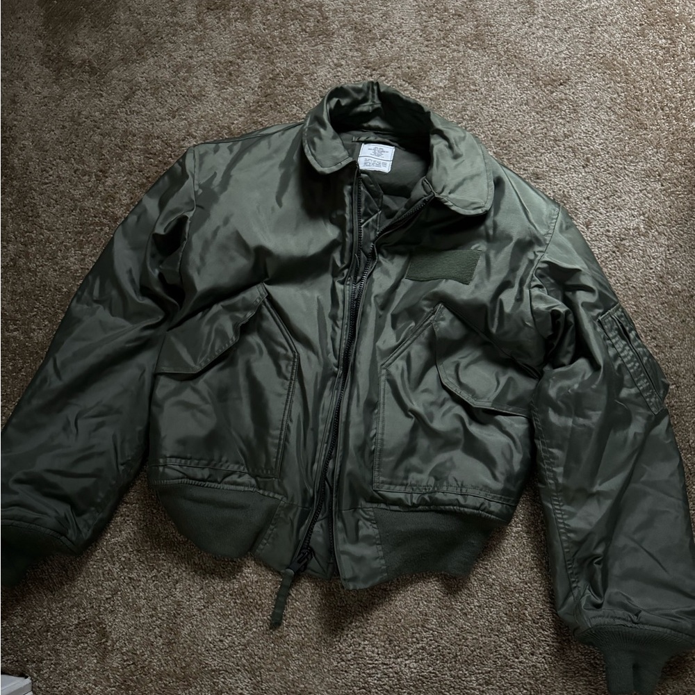Men's Green Bomber Jacket. Cold weather